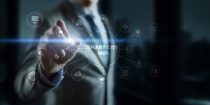 Smart City Wireless WiFi Infrastructure with IoT Connectivity Urban Network Technology Digital Services Data Communication and Intelligent Systems Integration