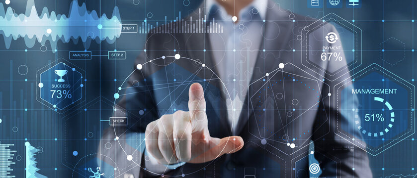 Data Analytics Dashboard with Interactive Digital Interface and Business Metrics