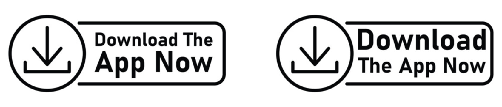 Modern graphic vector set featuring two sleek minimalist outline download app now buttons perfect for web and mobile interfaces