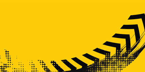 Yellow tire track background. abstract grunge black mark motorcycle. © zaini