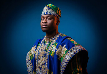 Obraz premium African man in traditional attire, cultural clothing