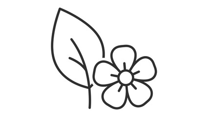 Fototapeta premium Simple line drawing of a flower and a leaf with line art