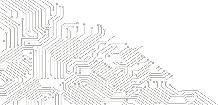 Abstract grey electronic circuit board vector pattern background with technology microchip lines and dots for digital tech wallpaper websites and corporate presentations