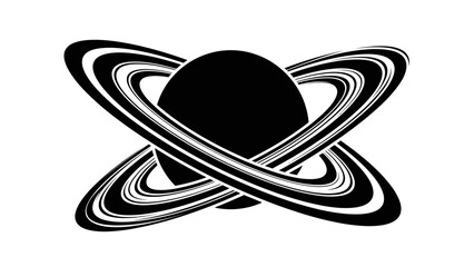 Minimalist Black and White Saturn Planet Icon © kiki__