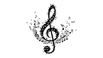 Abstract Treble Clef Composed of Musical Notes © kiki__
