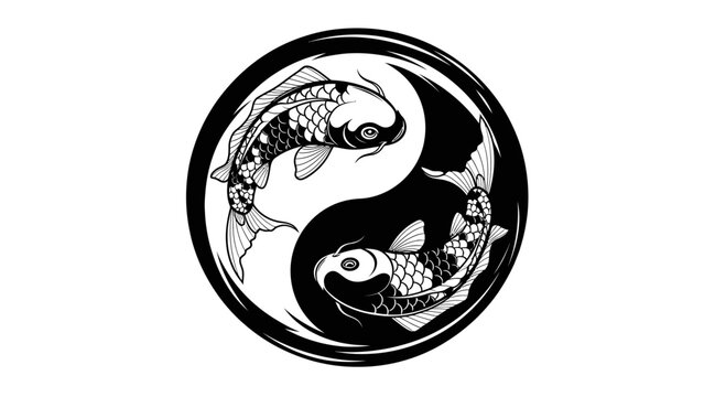 Yin Yang Koi Fish Symbol Illustration