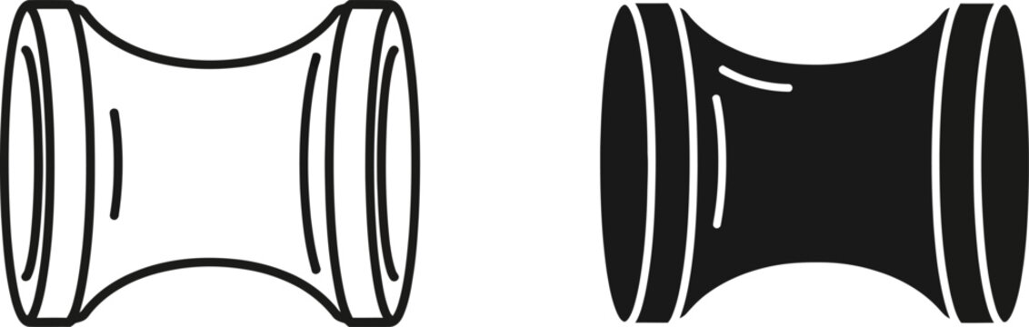 Double flared tunnel ear plug in outline and solid fill on white background
