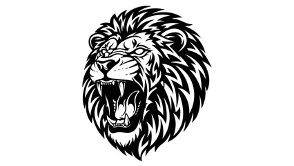 Obraz premium Roaring Lion Head Mascot Logo Black and White Vector Illustration