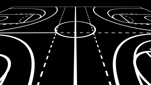 Minimalist Basketball Court Line Markings Graphic Background