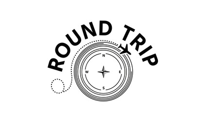 Round Trip Travel Logo Design with Compass and Airplane Icon © kiki__