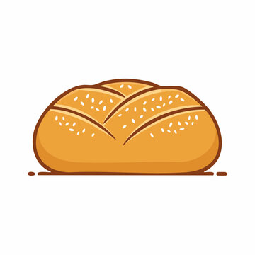 Stylized illustration of a bread roll with sesame seeds