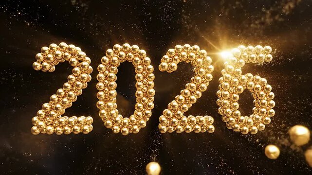 Golden particles forming 2026 numbers.