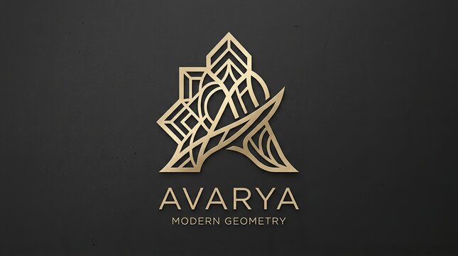 Elegant golden metallic geometric letter a logo design featuring intricate lines and sophisticated branding style presented as a high quality professional visual asset for creative corporate identity 
