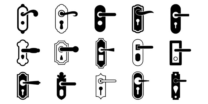 Knife tactical combat icon set with double-edged blades, handles, and sheath silhouettes for security and gear design