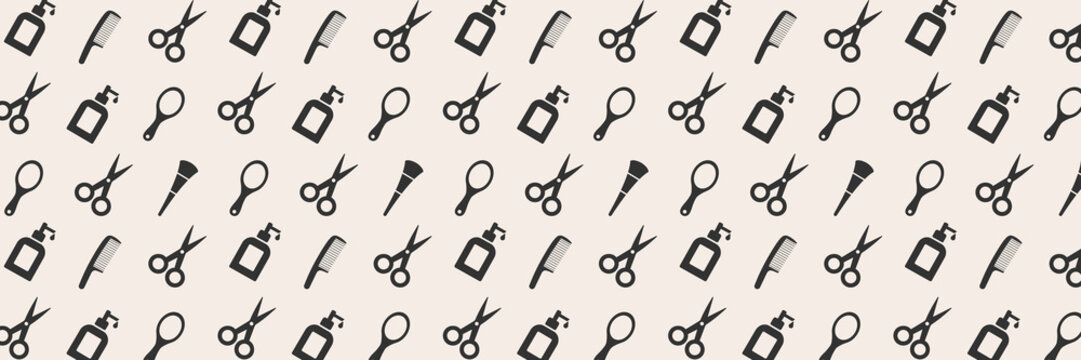 hair salon tools seamless pattern vector illustration.
