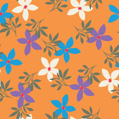 Vintage seamless floral pattern. Liberty style background of small mauve and lilac flowers. Small flowers scattered over a white background. Stock vector for printing on surfaces. Realistic flowers.  © YULIA