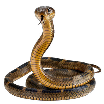 Cobra snake poised threat transparent background studio shot