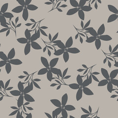 Vintage seamless floral pattern. Liberty style background of small mauve and lilac flowers. Small flowers scattered over a white background. Stock vector for printing on surfaces. Realistic flowers.  © YULIA