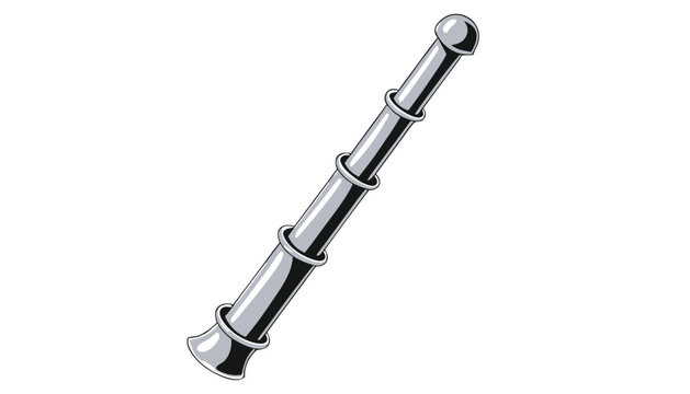 Shiny silver old fashioned pirate spyglass telescope for looking far away.