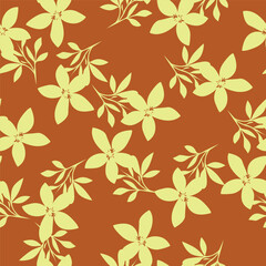 Vintage seamless floral pattern. Liberty style background of small mauve and lilac flowers. Small flowers scattered over a white background. Stock vector for printing on surfaces. Realistic flowers.  © YULIA