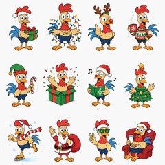 Fototapeta premium Festive Rooster Holiday Collection