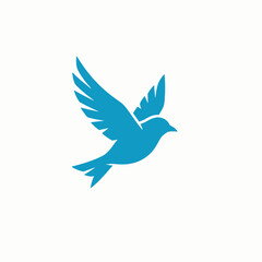 Fototapeta premium Blue Dove Flying Silhouette Against White Background