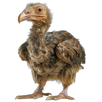 Young vulture chick standing transparent background wildlife photography