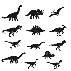 Dinosaur Silhouette Icons Set Prehistoric Animal Species Vector Collection  © NishatJahan