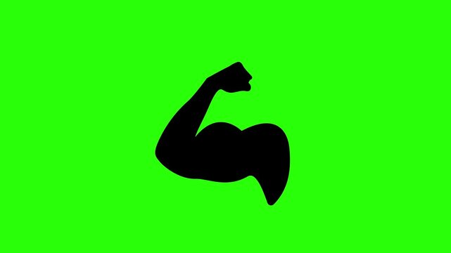 Bicep Muscle Flexing Silhouette Animation on Green Screen Background