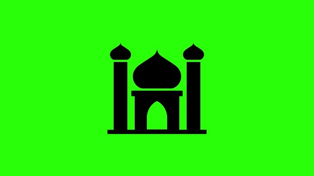 Islamic Mosque Silhouette Pop Up Animation on Green Screen Background