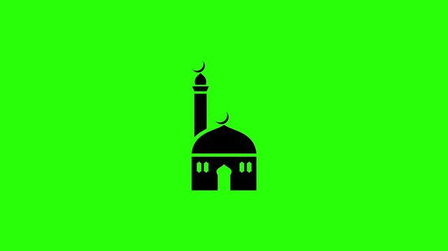 Minimalist Mosque Silhouette Pop Up Animation on Green Screen Background