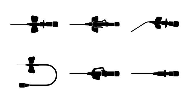 Medical catheter vector set, intravenous cannula, IV infusion needle, hospital equipment