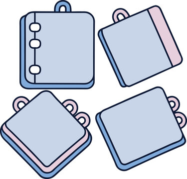 Simple blue notebook stickers collection with indexing tabs for organization and planning