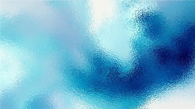 Abstract composition of frosted glass texture with swirling shades of aqua and deep blue, evoking a sense of tranquility and cool sophistication