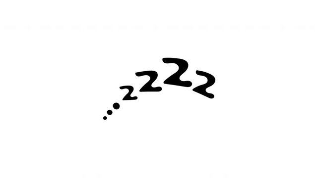 Curved cartoon Zzz sleep text row starting with dots trail on white background