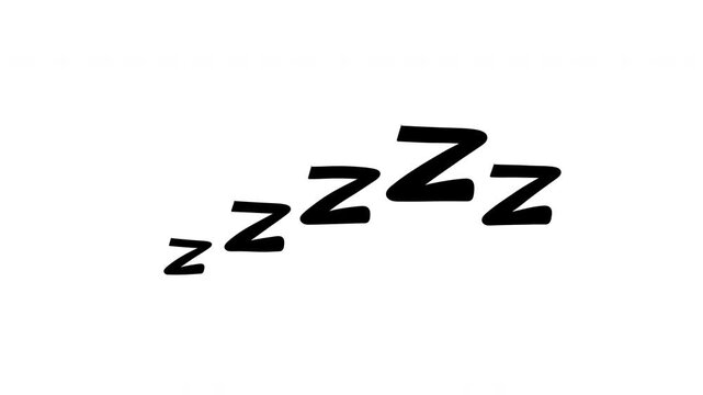 Curved comic Zzz text row on white background representing wave of sleep or snoring sound effect