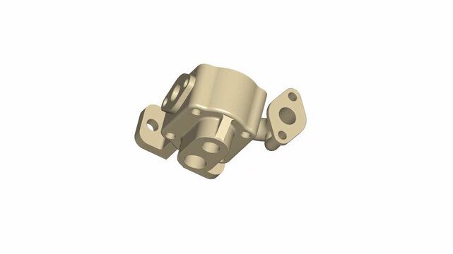 CAD Render of Machined Pump Housing Component, three dimensional computer aided design