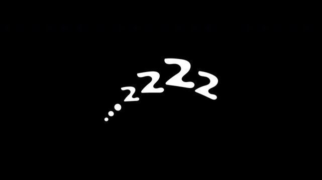 Curved cartoon Zzz sleep text animation starting with dots for snoring trail motion graphics element