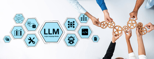 Large Language Model LLM processing data. Represents deep text learning, natural language processing NLP AI tech, transformer architecture, and generative AI deep learning future technology. Corpus © InfiniteFlow