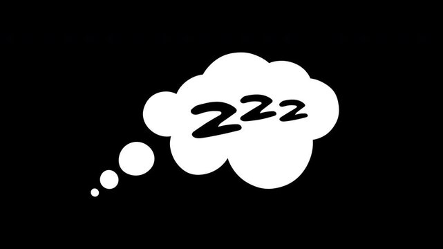 Comic thought bubble with Zzz text icon animation for dreaming and sleeping concept