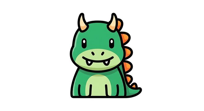 Cute cartoon dinosaur character smiling.
