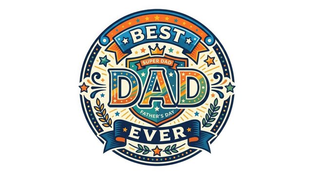 Vibrant best dad ever badge for fathers day celebration