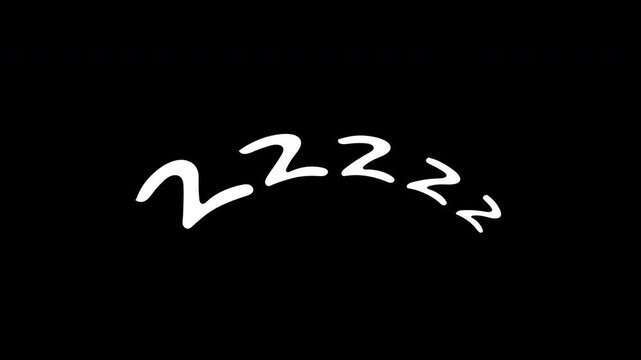 Wavy Zzz text motion element with curved path representing deep sleep and snoring sound effect