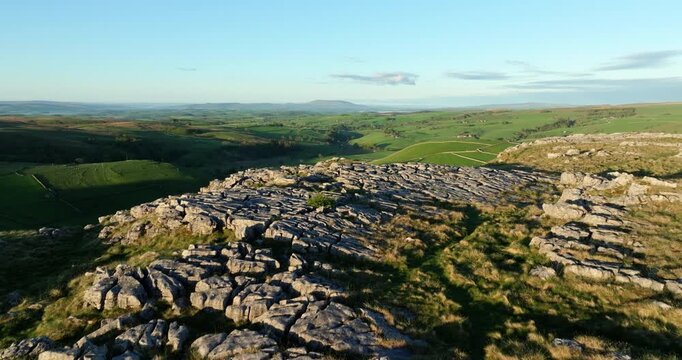 Flying over limestone pavement in Malhamdale