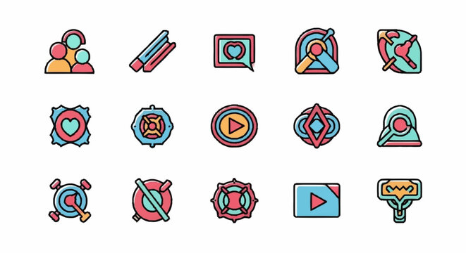 Colorful icons for web design.