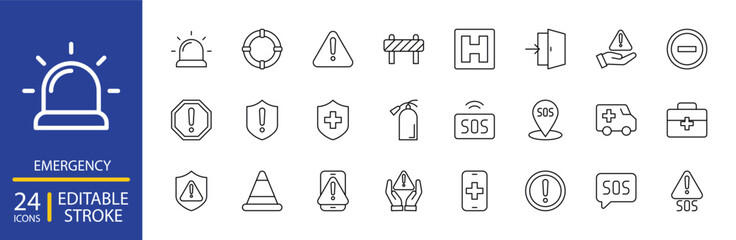 Emergency icon set Editable Stroke © rasya