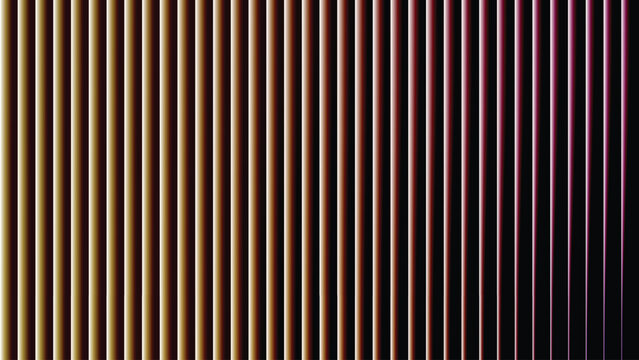 Minimalist graphic composition showing golden vertical stripes against dark tones with warm illumination flowing across