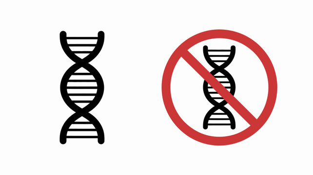 Dna Double Helix Illustration With Prohibition Symbol On White Background deoxyribonucleic acid genetic code nucleic biology science genetics molecular forbidden restriction