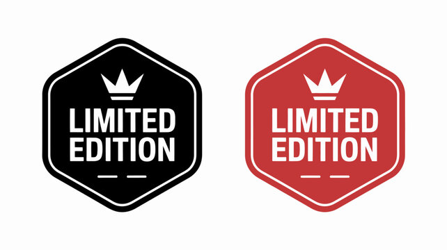 Hexagon Shaped Limited Edition Sign In Black And Red Vector Illustration hexagonal label badge graphic design background white text typography branding