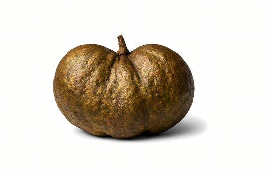 Rough skinned star apple fruit isolated on white background realistic texture for exotic fruit identification guides tropical food blogs and botanical research presentations
